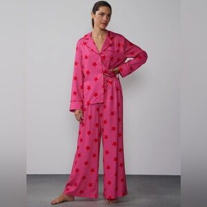 New York & Co. NWT Star Print Satin Pajama Set With Mask